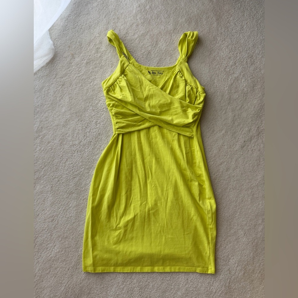 Anthropologie Lime Green Build in Bra Sleeveless Dress